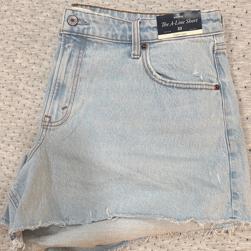 A-Line Light Blue Denim Shorts Abercrombie